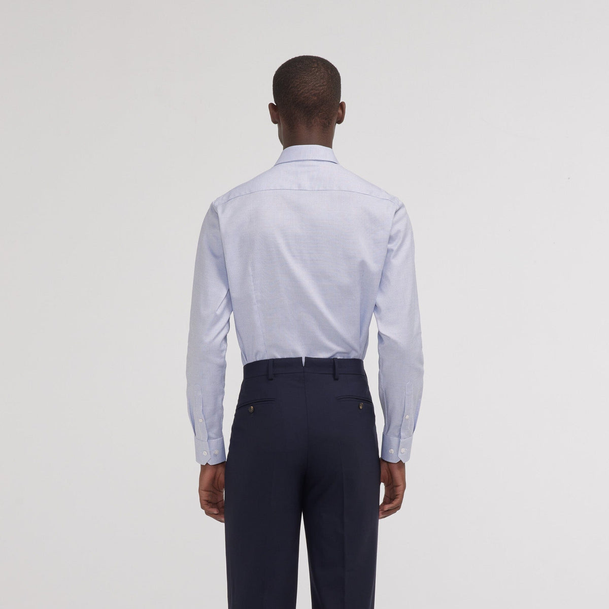 Chemise cintrée en royal oxford pied de puce bleue