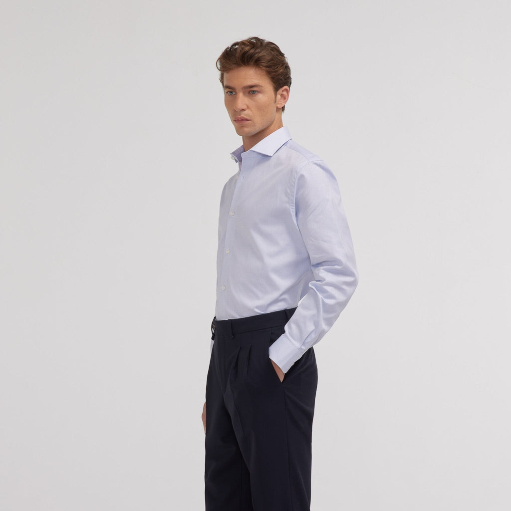 Chemise en royal oxford pied de puce bleue