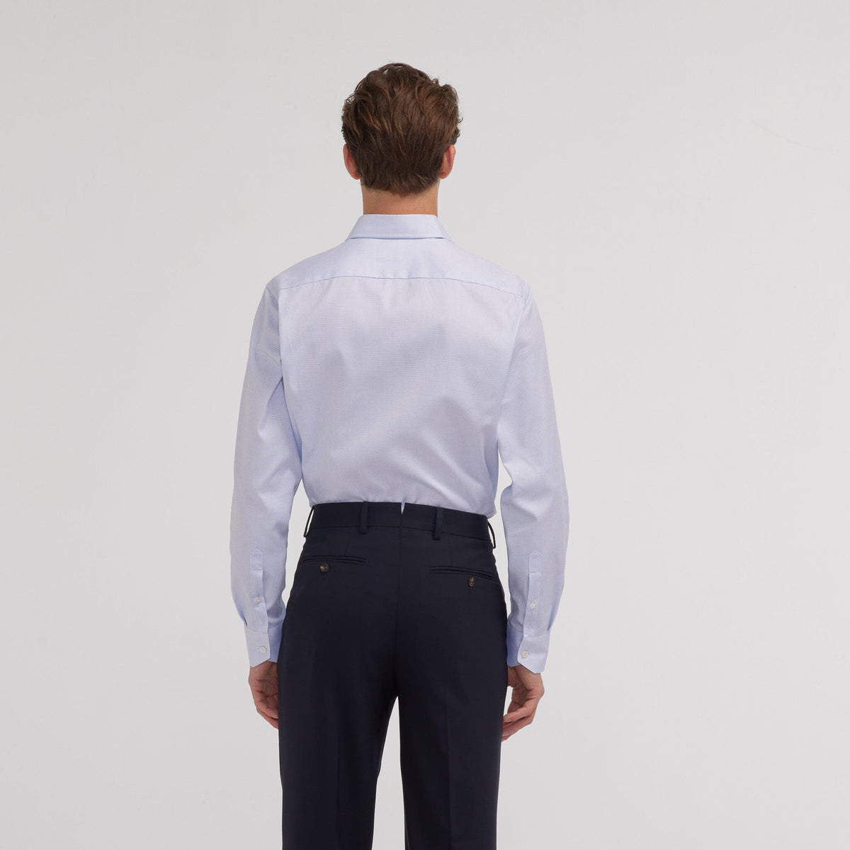Chemise en royal oxford pied de puce bleue