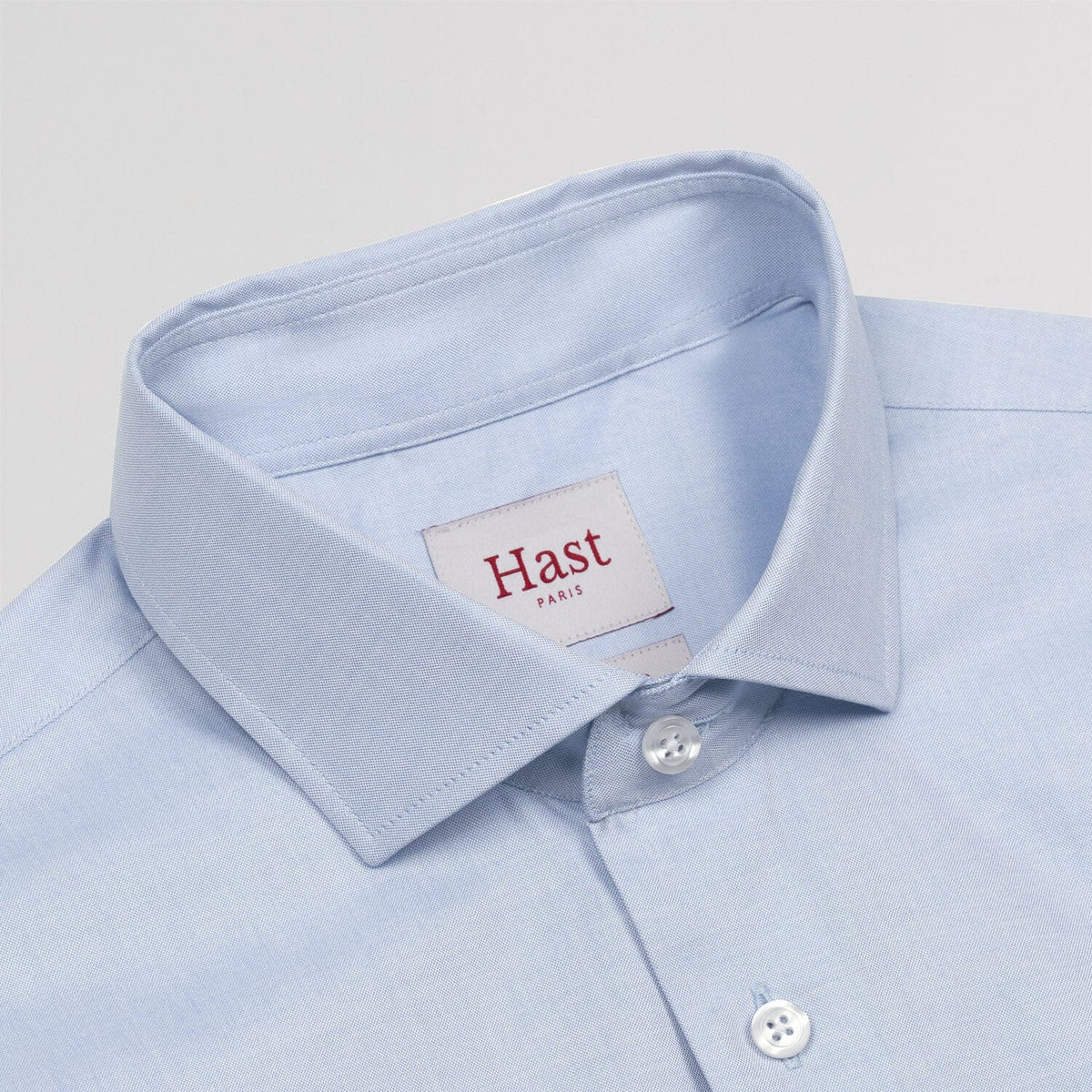 Chemise grande longueur cintrée en oxford bleu ciel