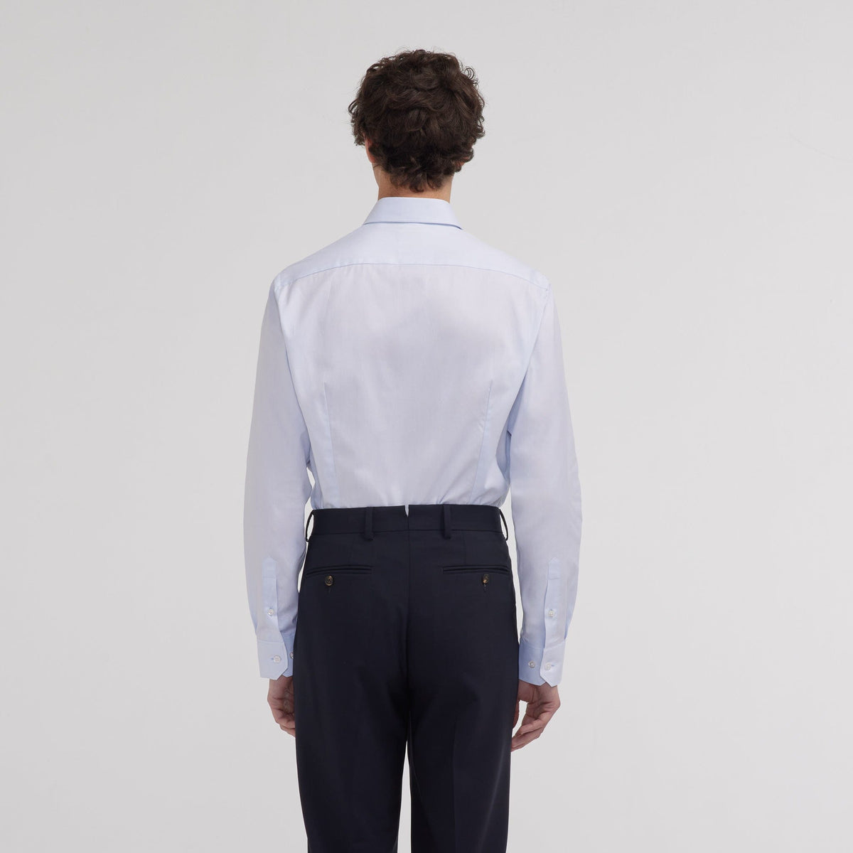 Chemise grande longueur cintrée en oxford bleu ciel
