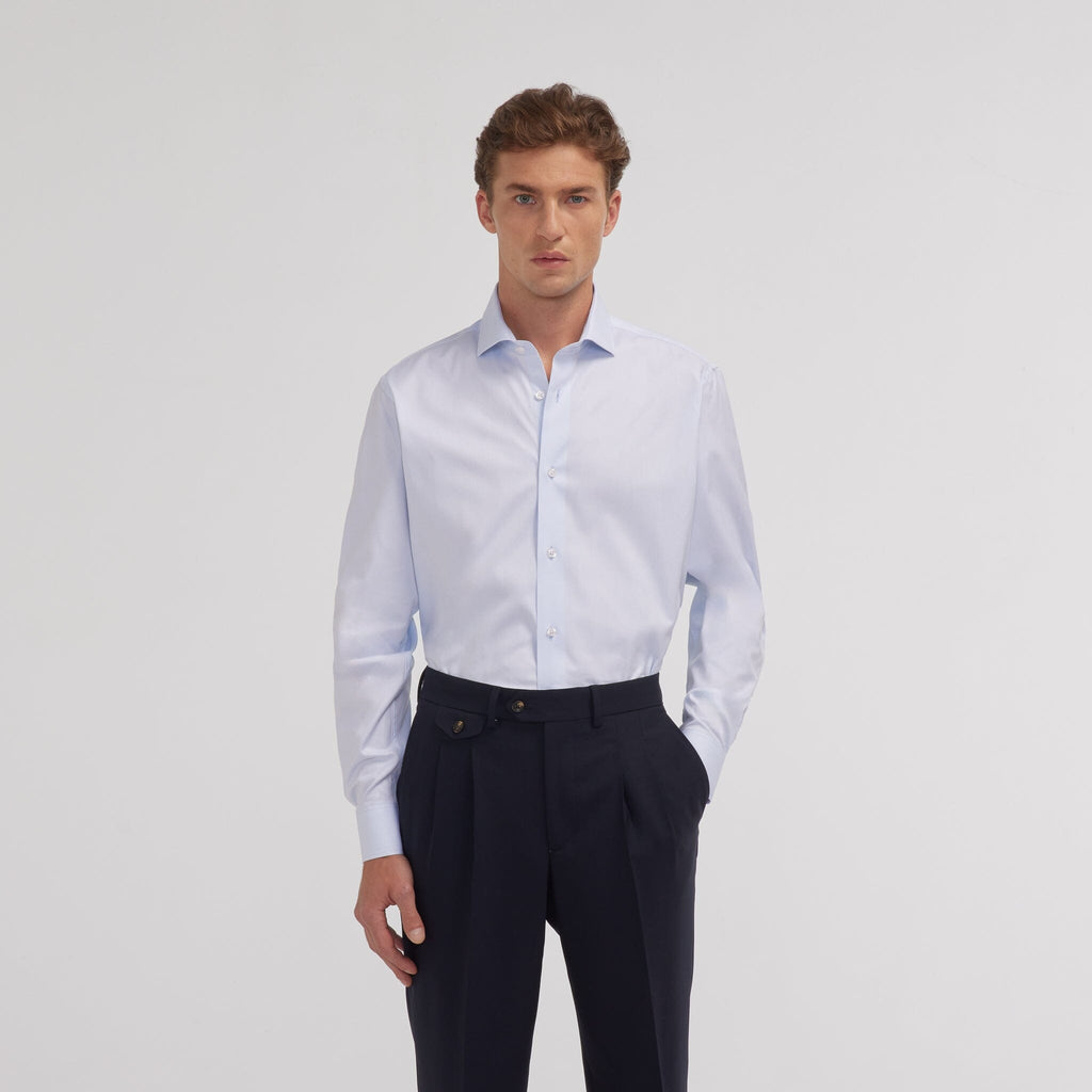 Chemise grande longueur en oxford bleu ciel