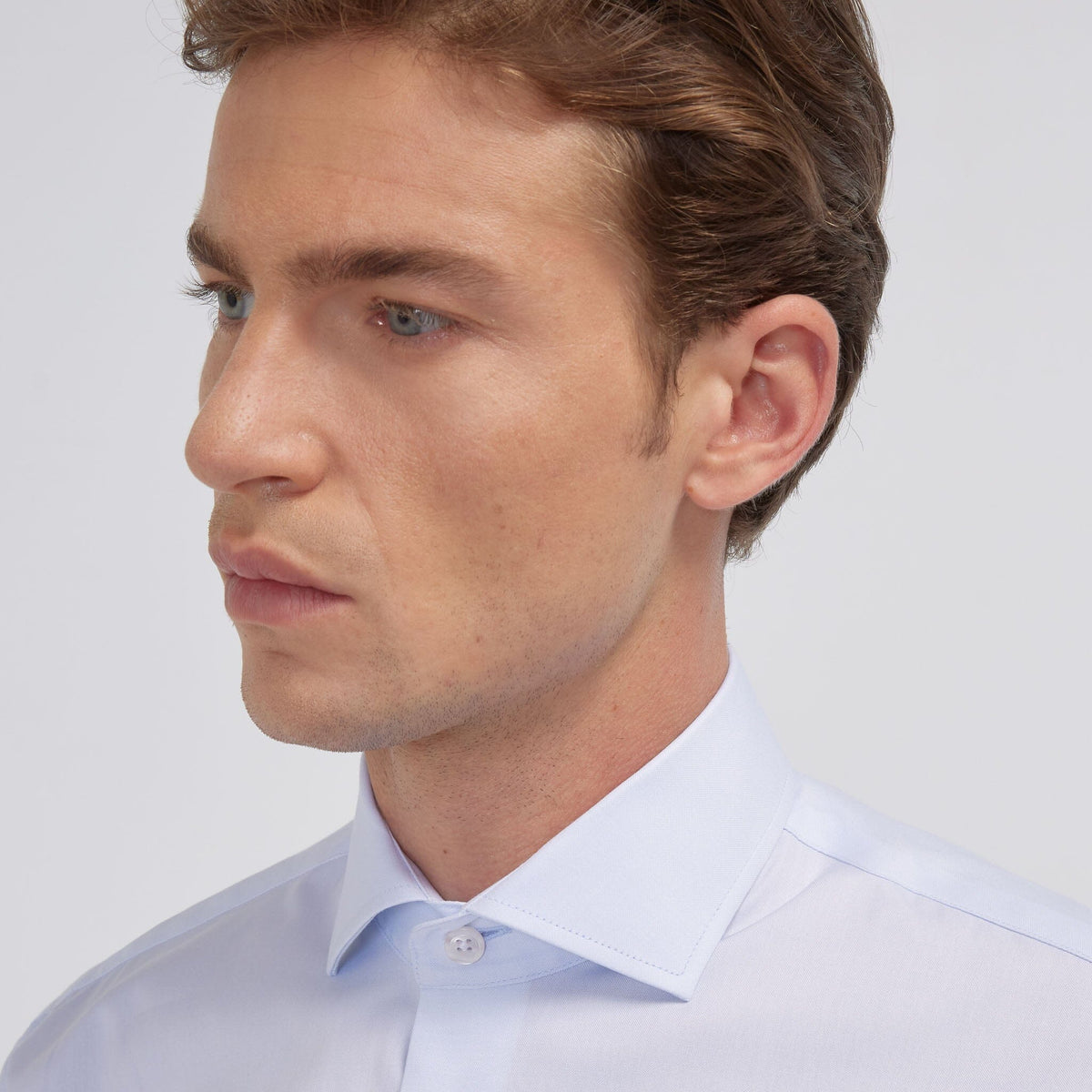 Chemise grande longueur en oxford bleu ciel