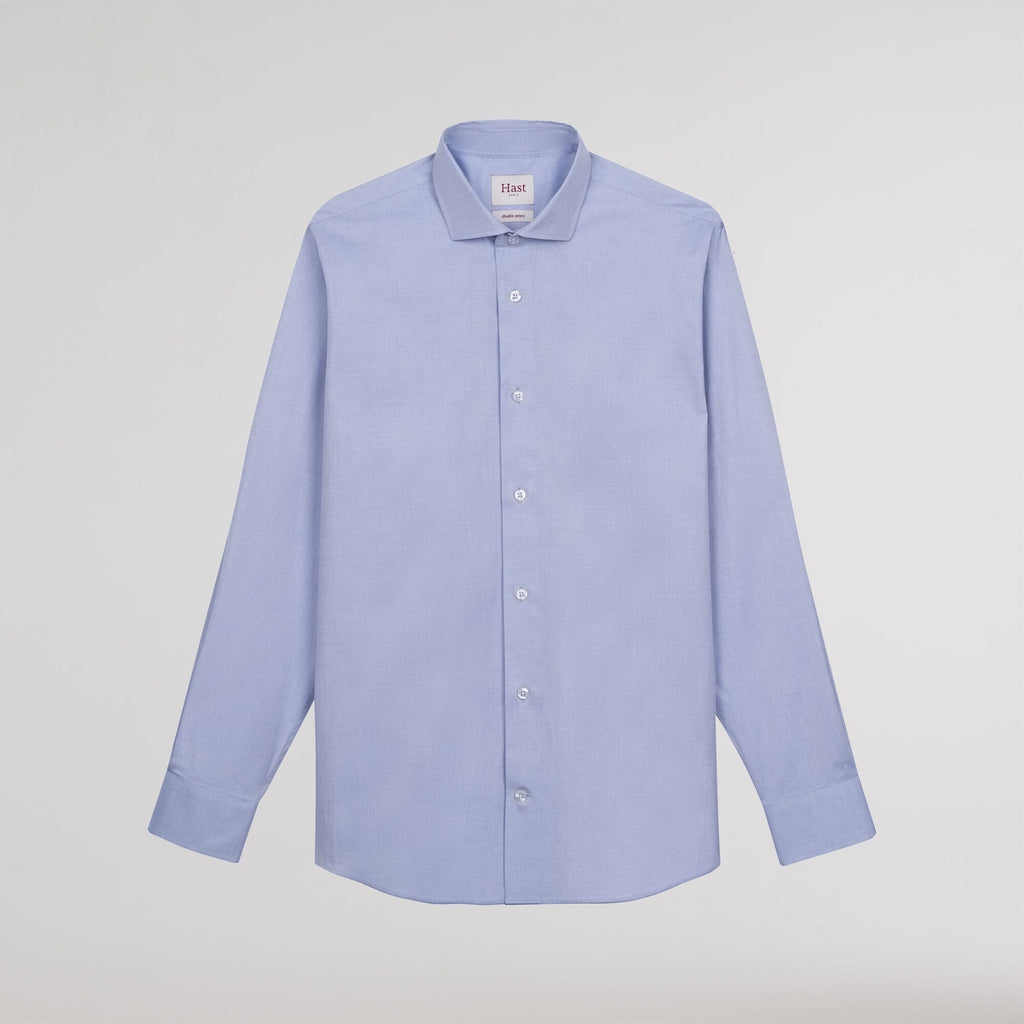Chemise grande longueur cintrée en oxford bleue
