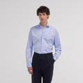 Chemise grande longueur cintrée en oxford bleue