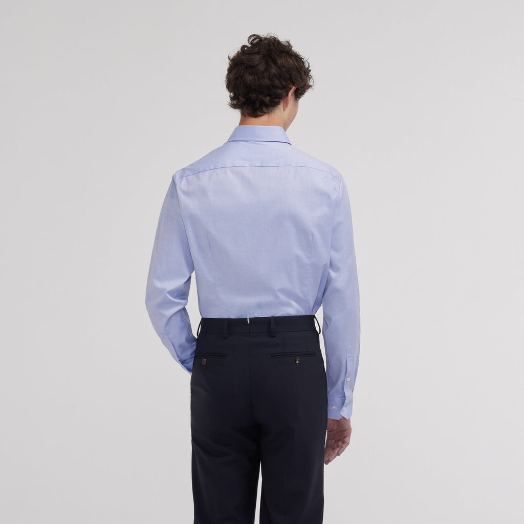 Chemise grande longueur cintrée en oxford bleue