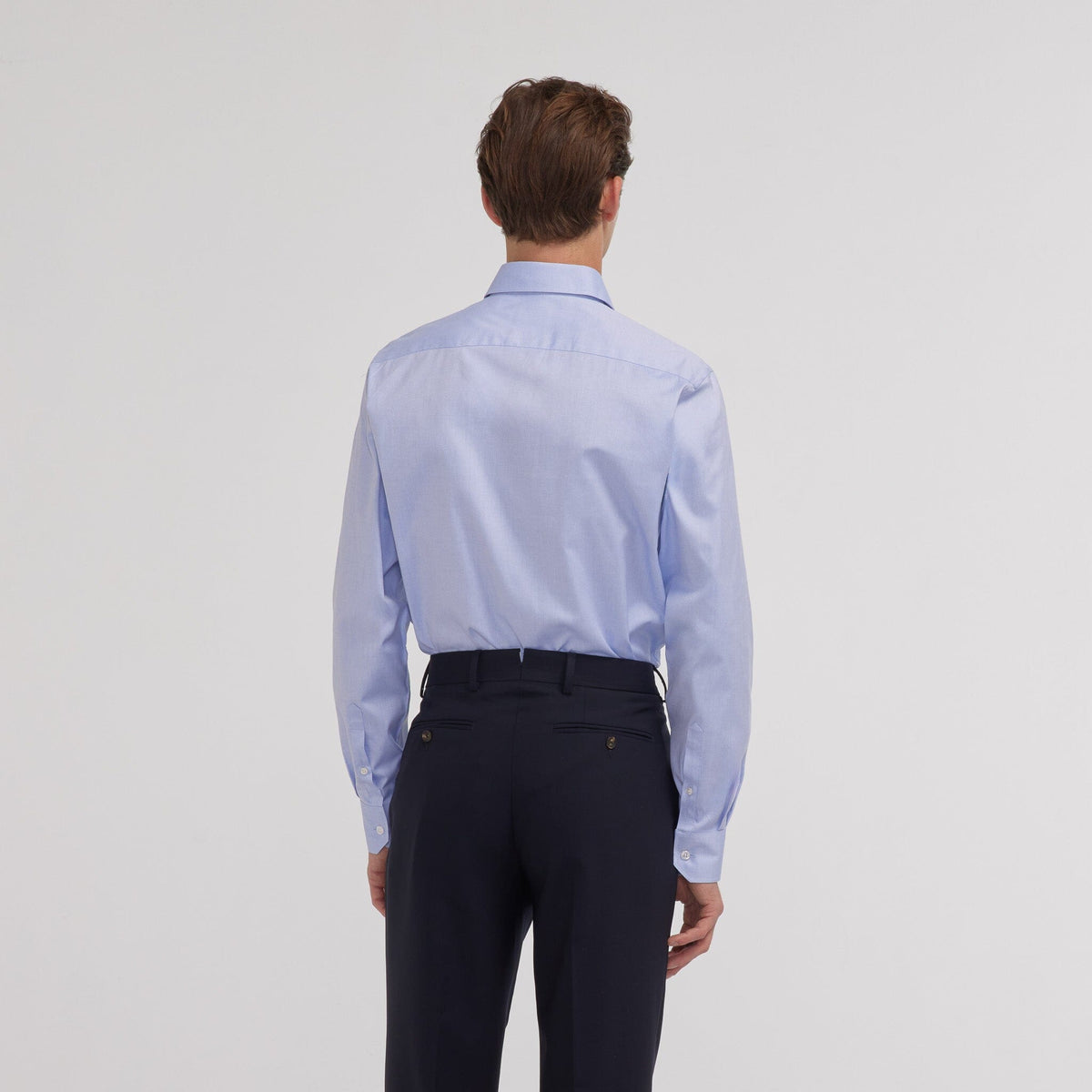 Chemise grande longueur en oxford double retors bleue