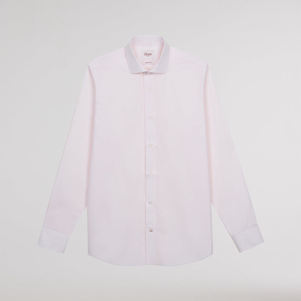 Chemise cintrée en popeline double retors rose pâle