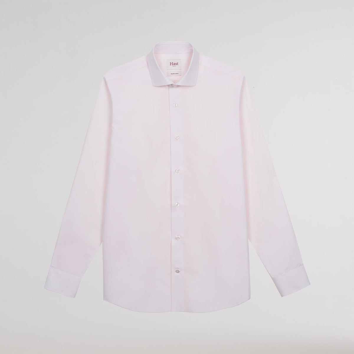 Chemise cintrée en popeline double retors rose pâle