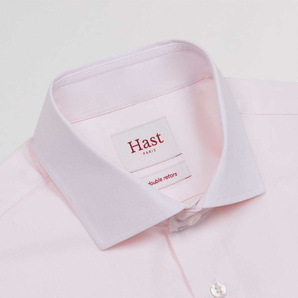 Chemise cintrée en popeline double retors rose pâle