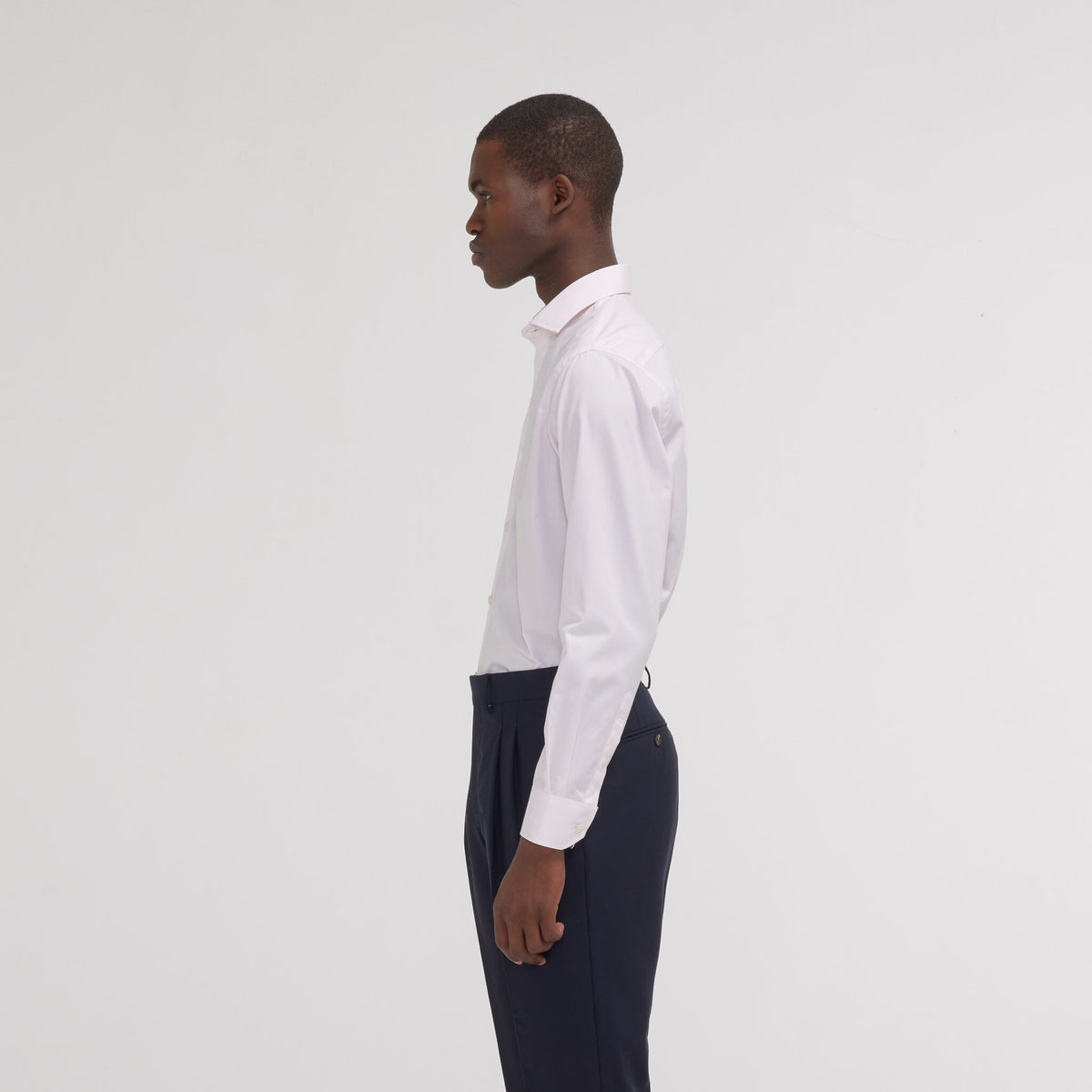 Chemise cintrée en popeline double retors rose pâle