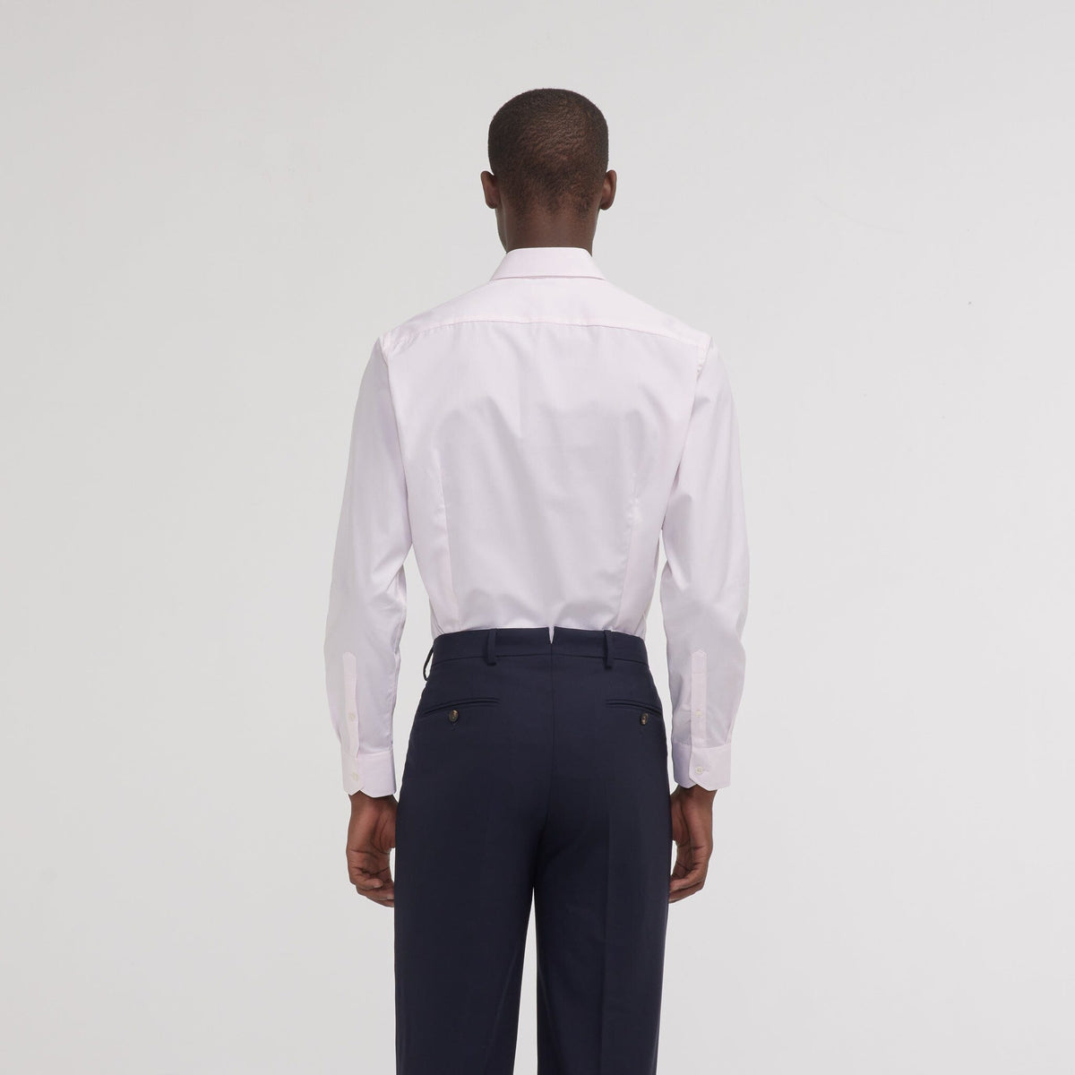 Chemise cintrée en popeline double retors rose pâle
