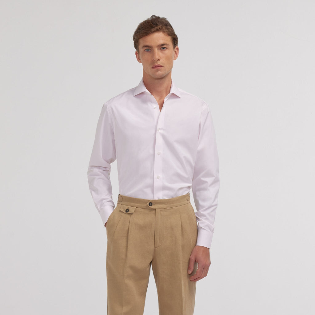 Chemise en popeline double retors rose pâle