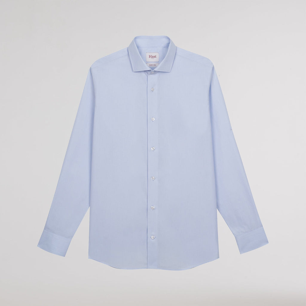Chemise cintrée en fil-à-fil double retors bleu ciel