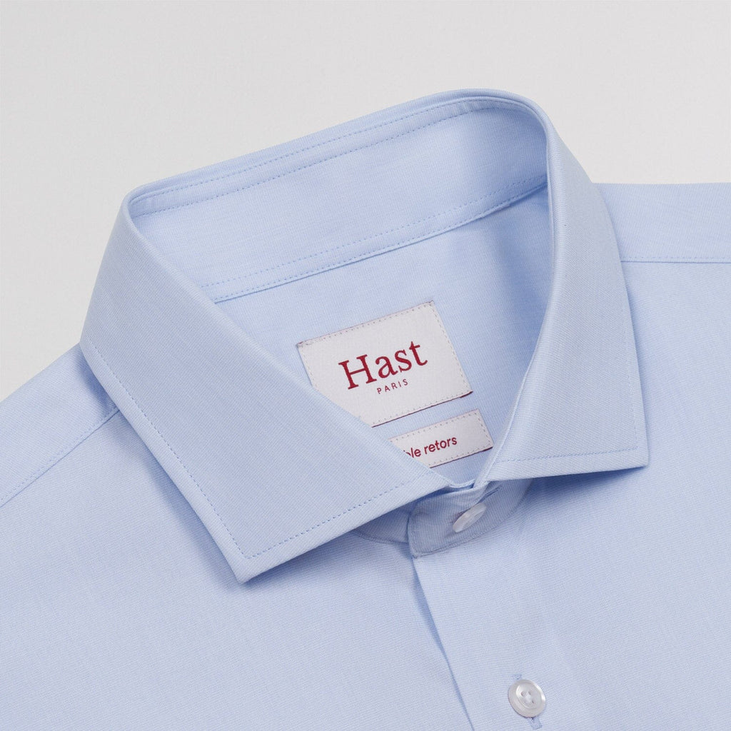 Chemise cintrée en fil-à-fil double retors bleu ciel