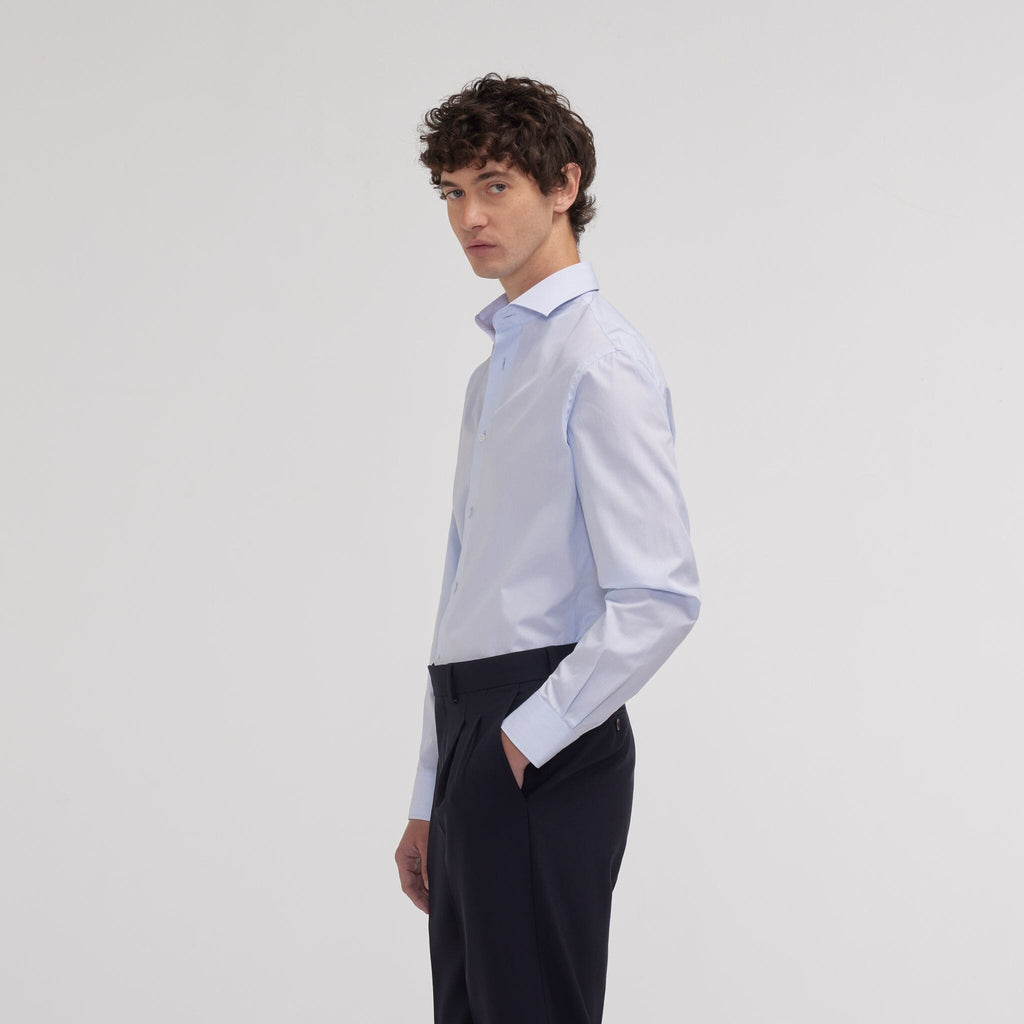 Chemise cintrée en fil-à-fil double retors bleu ciel