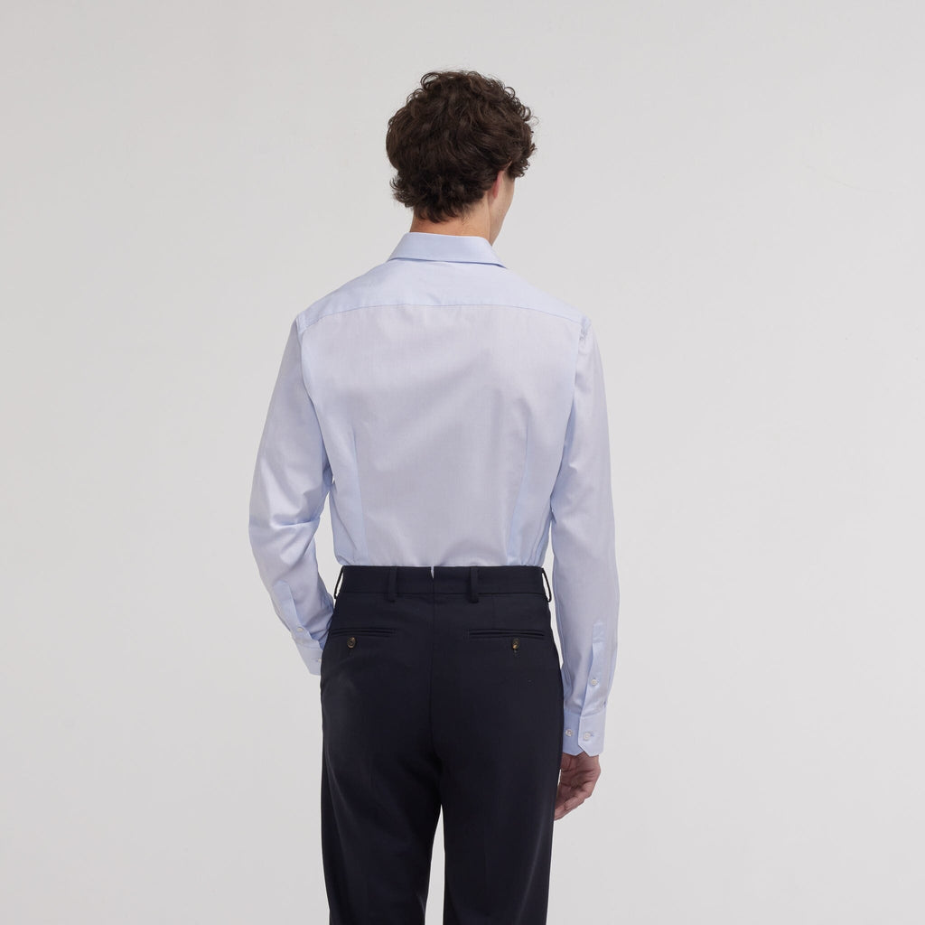 Chemise cintrée en fil-à-fil double retors bleu ciel