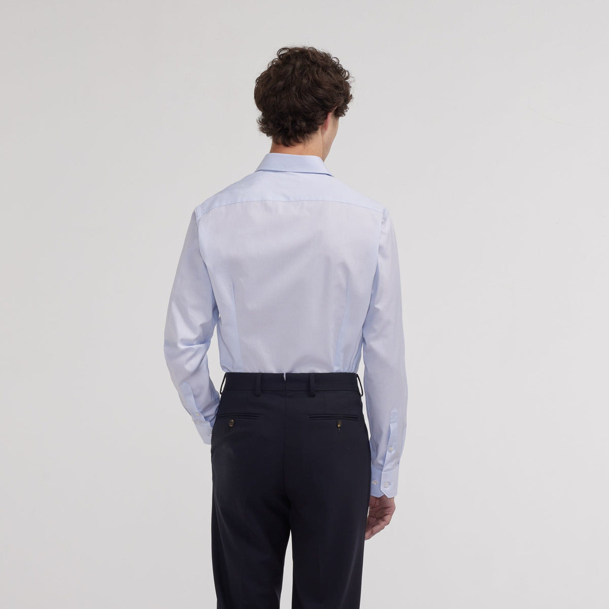 Chemise cintrée en fil-à-fil double retors bleu ciel