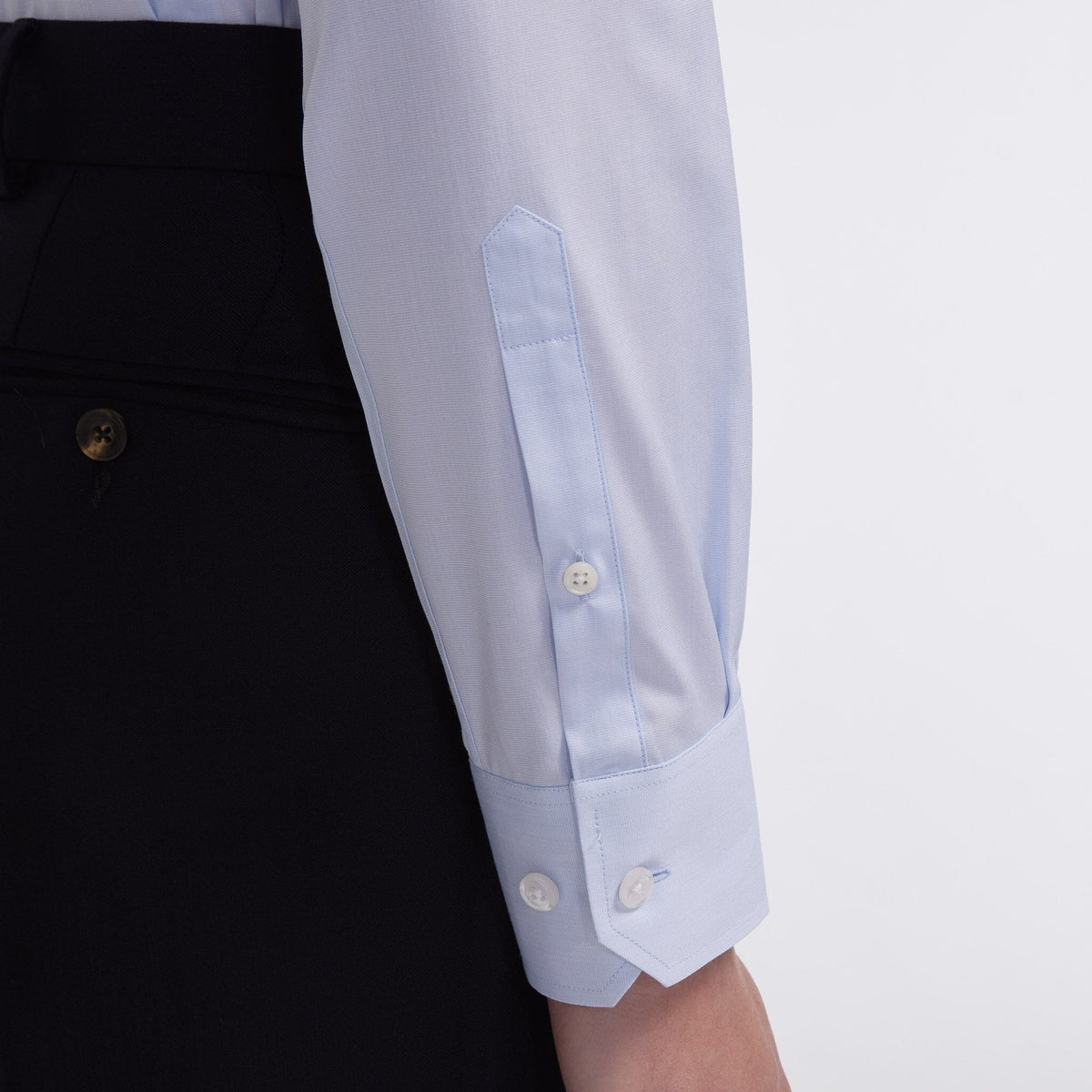Chemise cintrée en fil-à-fil double retors bleu ciel