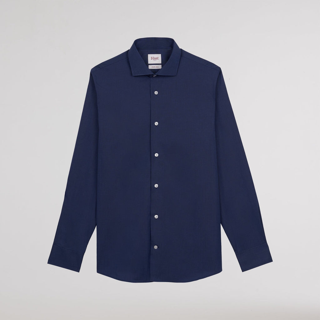 Chemise cintrée en fil-à-fil double retors bleu nuit