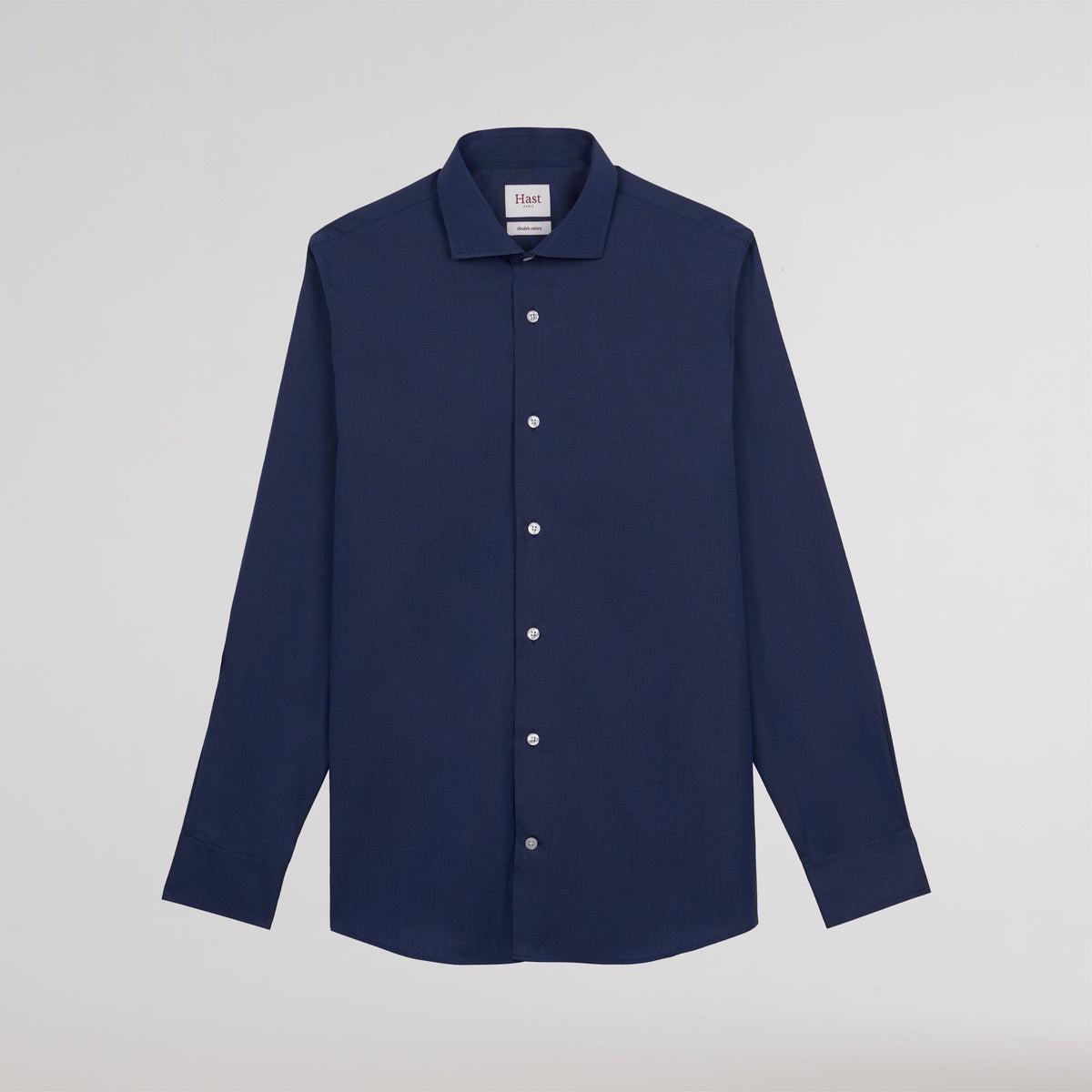 Chemise cintrée en fil-à-fil double retors bleu nuit
