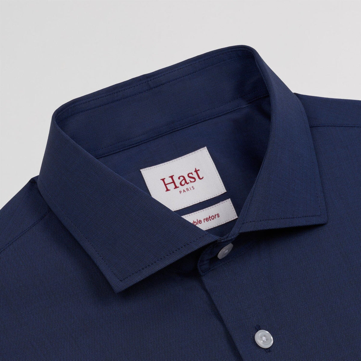 Chemise cintrée en fil-à-fil double retors bleu nuit