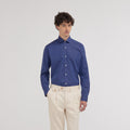 Chemise cintrée en fil-à-fil double retors bleu nuit