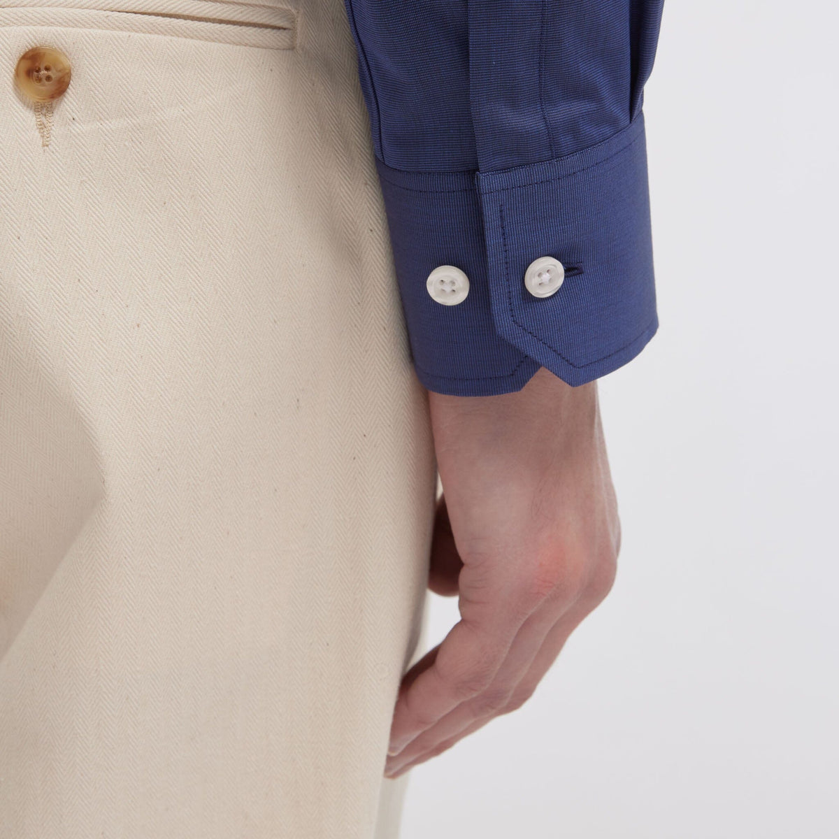 Chemise cintrée en fil-à-fil double retors bleu nuit