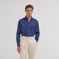 Chemise en fil-à-fil double retors bleu nuit
