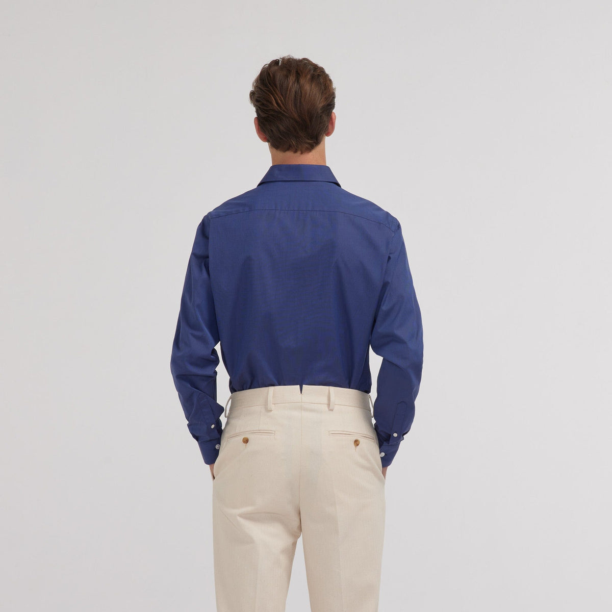 Chemise en fil-à-fil double retors bleu nuit