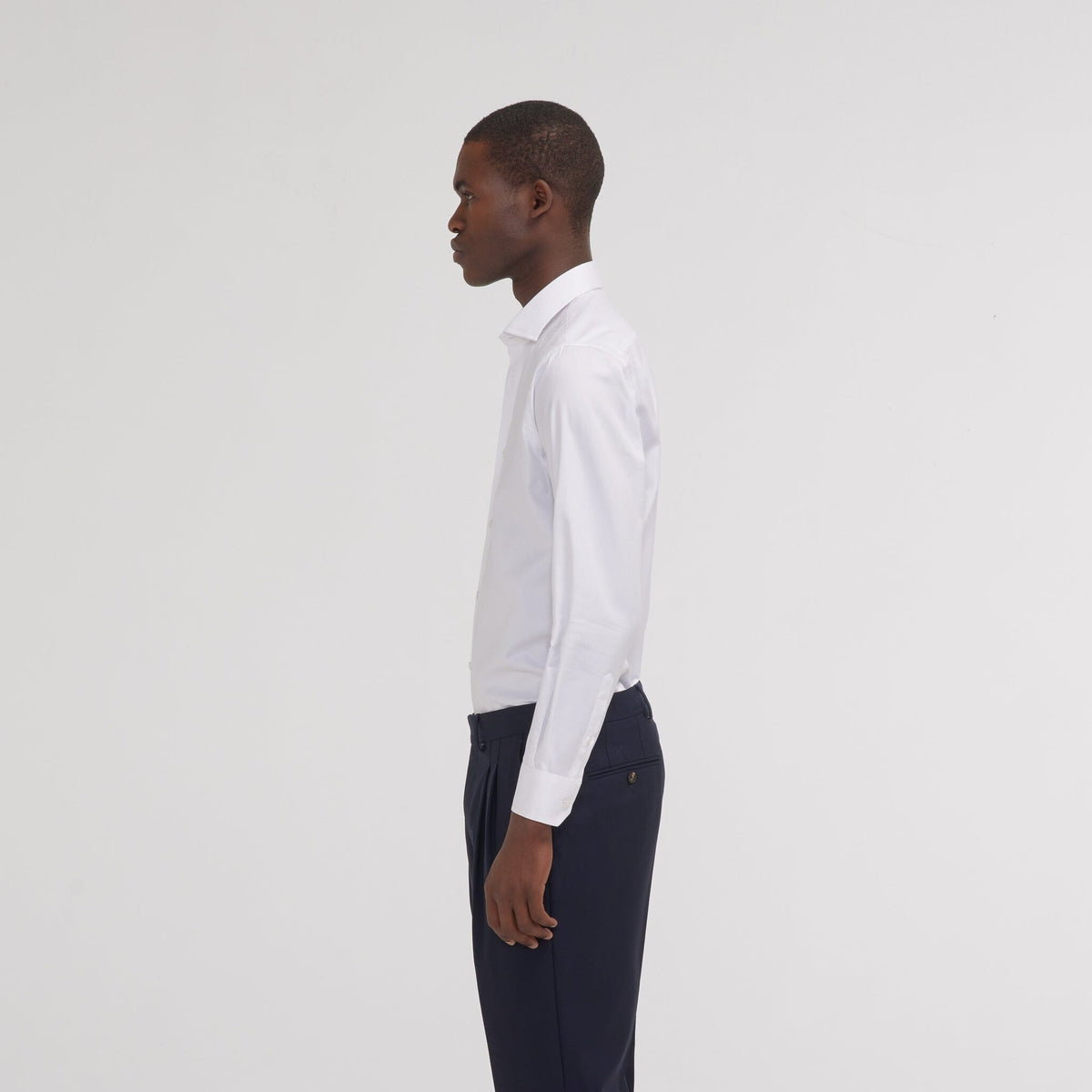 Chemise cintrée en chevron blanche