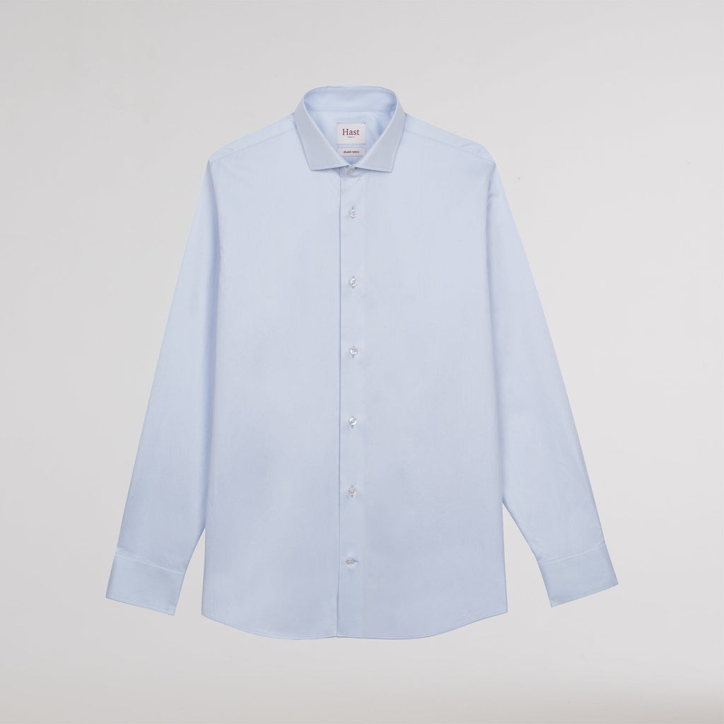 Chemise cintrée en twill double retors bleu ciel
