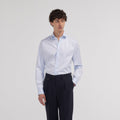 Chemise cintrée en twill double retors bleu ciel