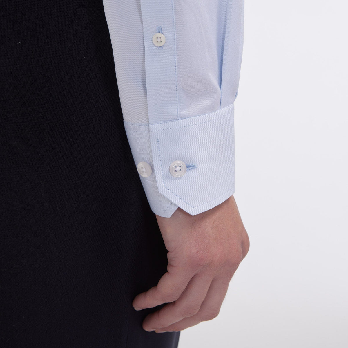 Chemise cintrée en twill double retors bleu ciel
