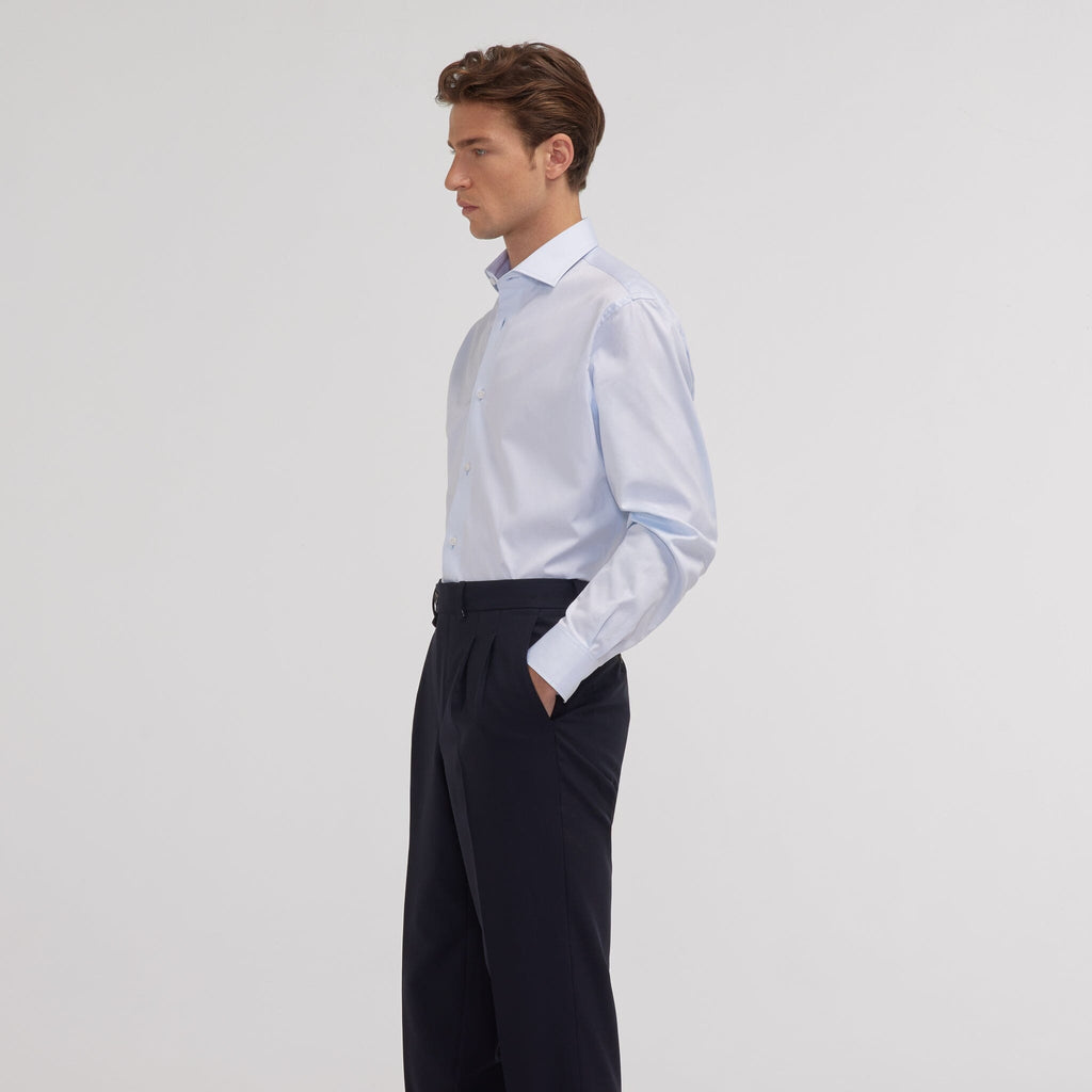Chemise en twill double retors bleu ciel