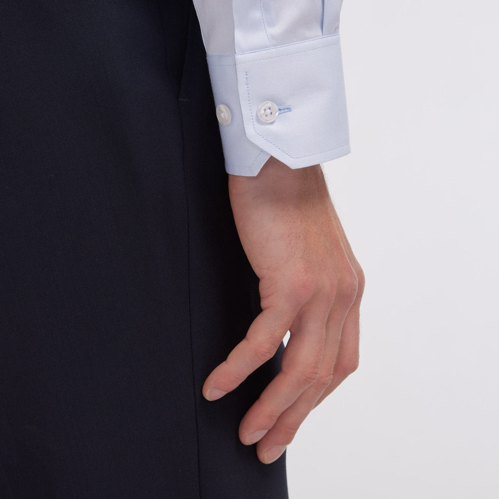 Chemise en twill double retors bleu ciel
