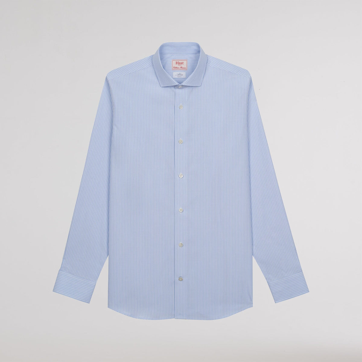 Chemise premium en popeline double retors bleue à rayures blanches