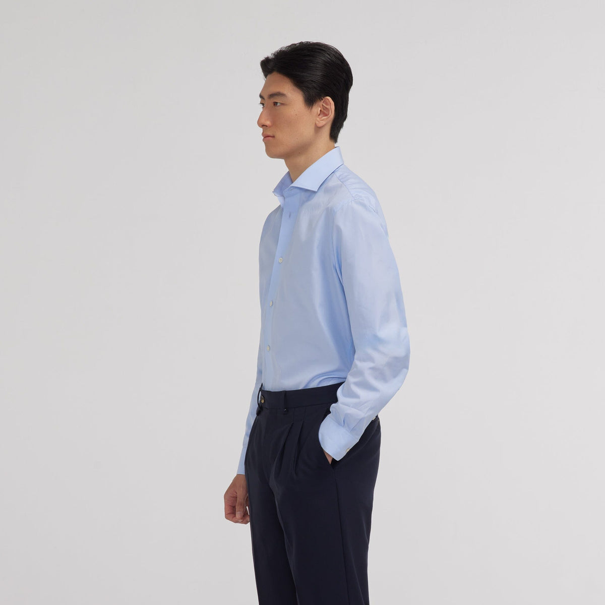 Chemise premium en popeline double retors bleue
