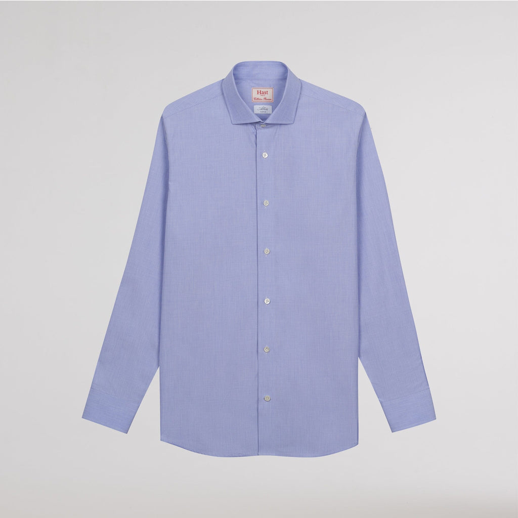 Chemise premium cintrée en fil à fil double retors bleue