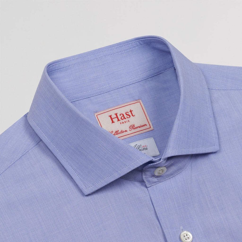 Chemise premium cintrée en fil à fil double retors bleue
