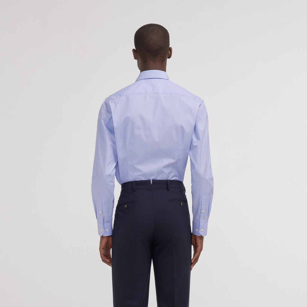 Chemise premium cintrée en fil à fil double retors bleue