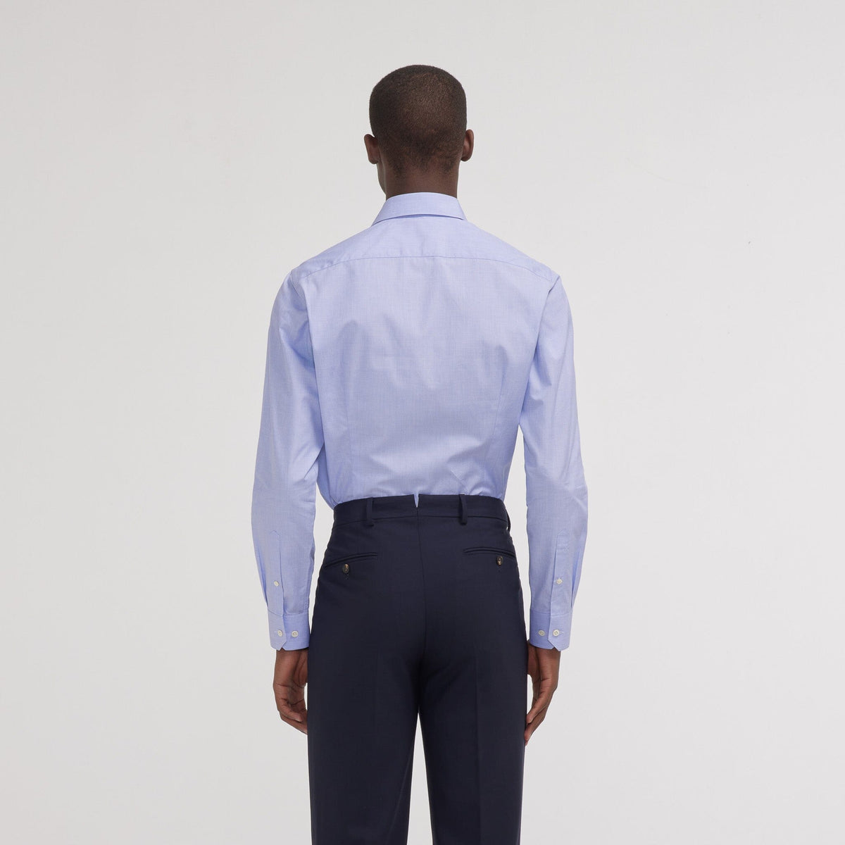 Chemise premium cintrée en fil à fil double retors bleue