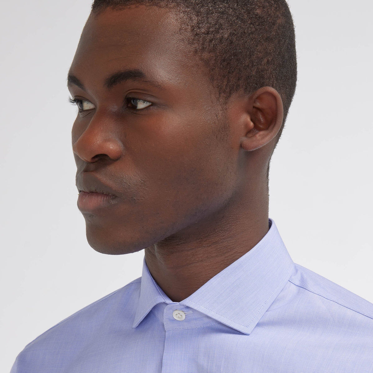 Chemise premium cintrée en fil à fil double retors bleue