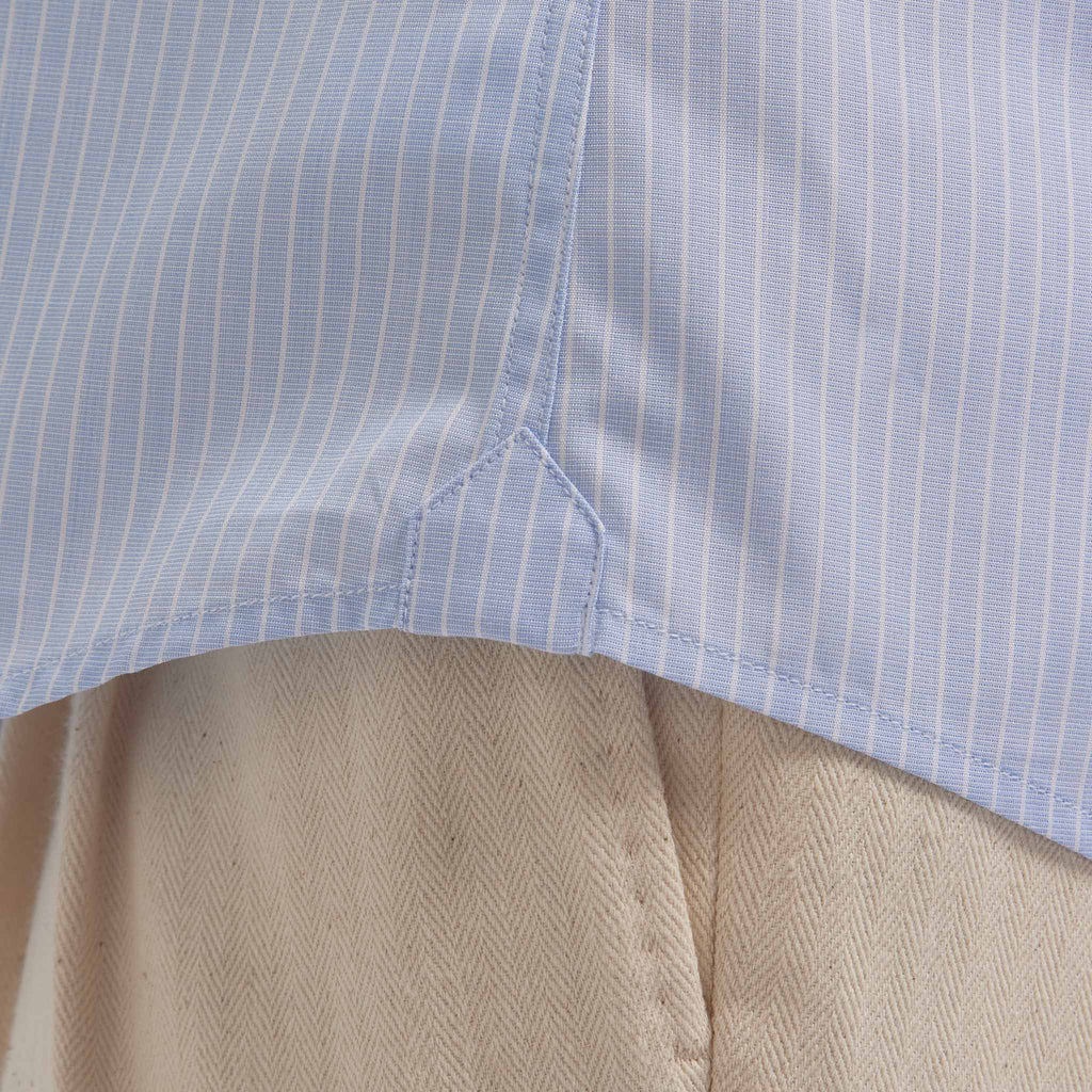 Chemise premium en popeline double retors bleue à rayures blanches