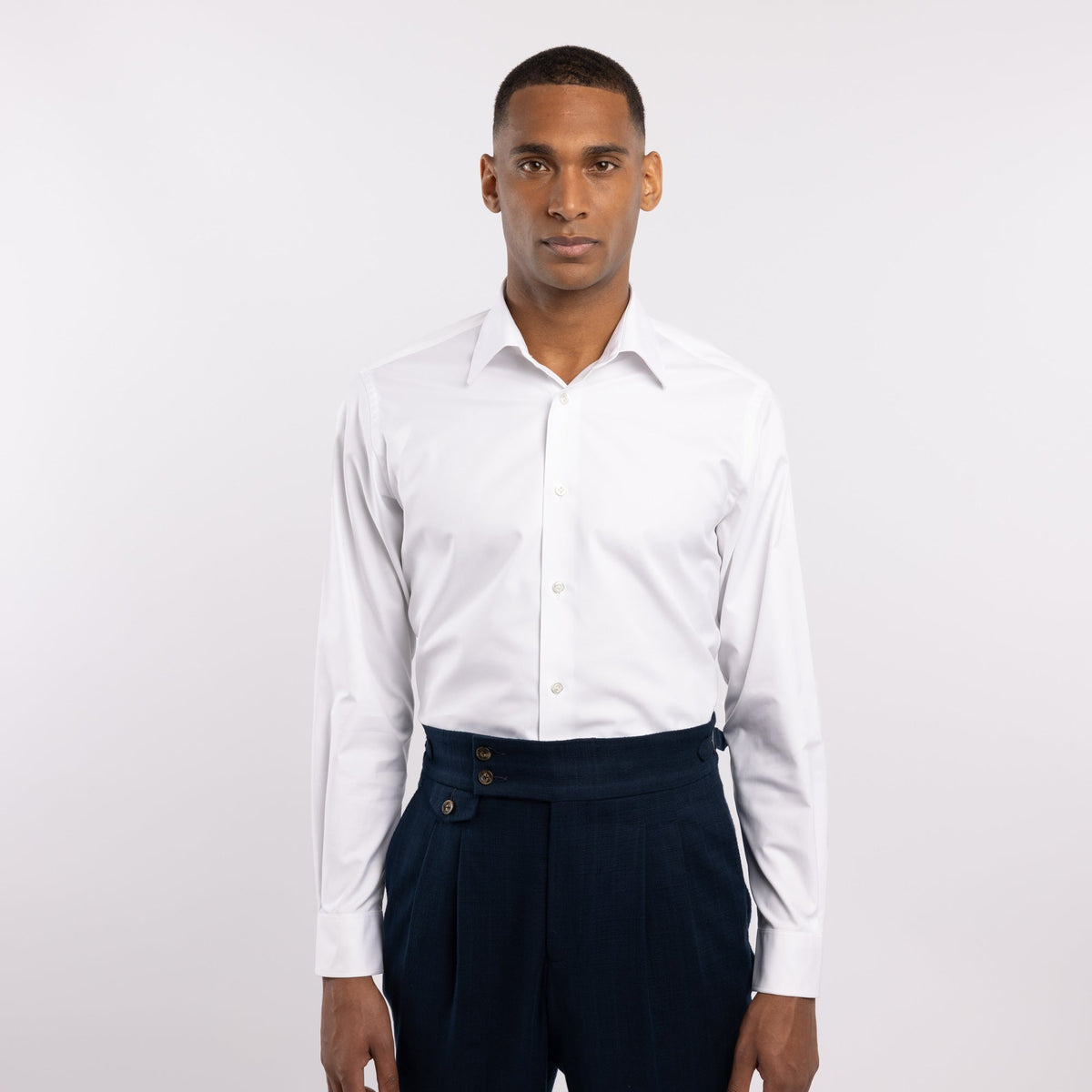 Chemise premium Thomas Mason en twill blanc uni
