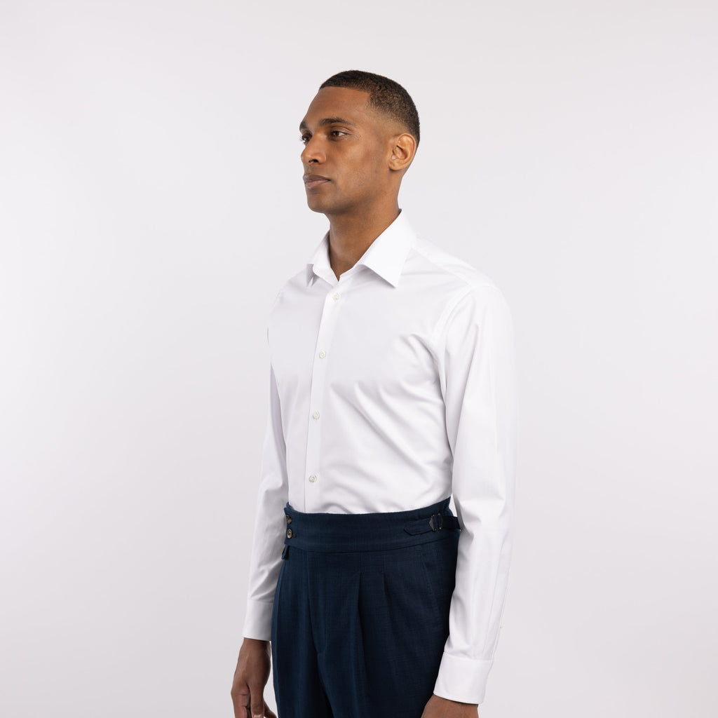 Chemise premium Thomas Mason en twill blanc uni