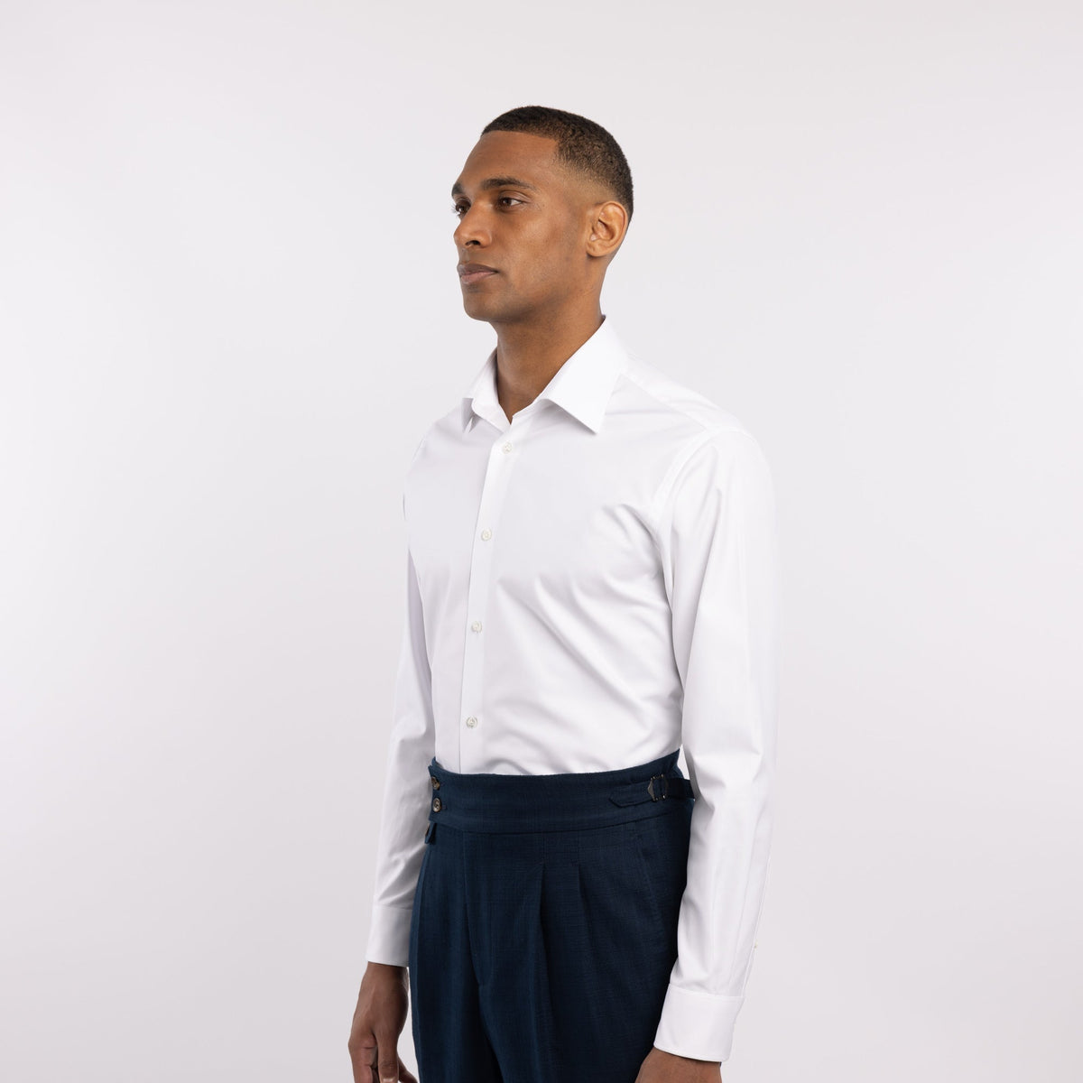 Chemise premium Thomas Mason en twill blanc uni