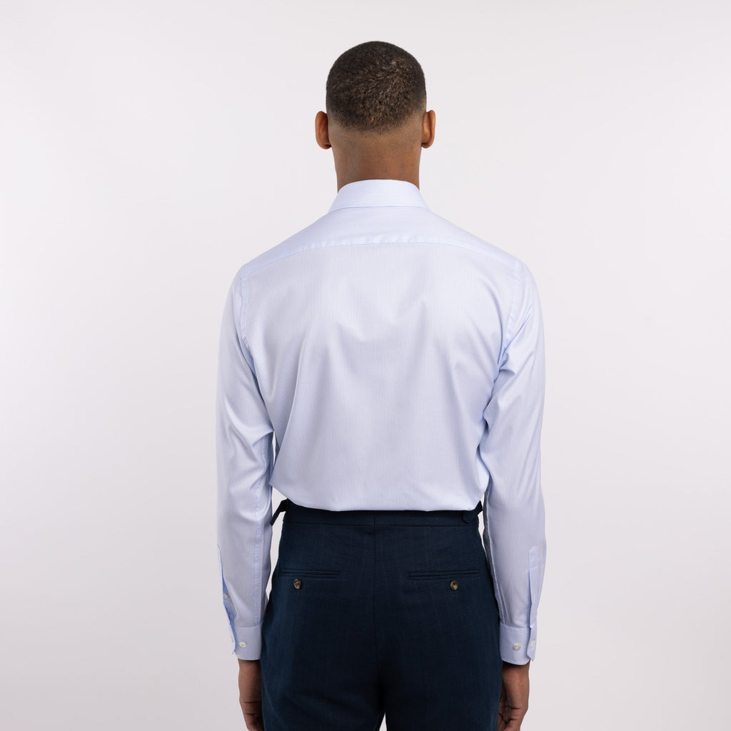 Chemise premium Thomas Mason en twill à rayures bleu clair