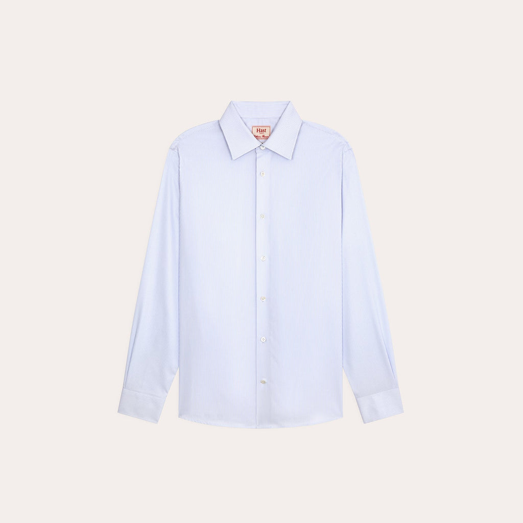 Chemise premium Thomas Mason en twill à rayures bleu clair