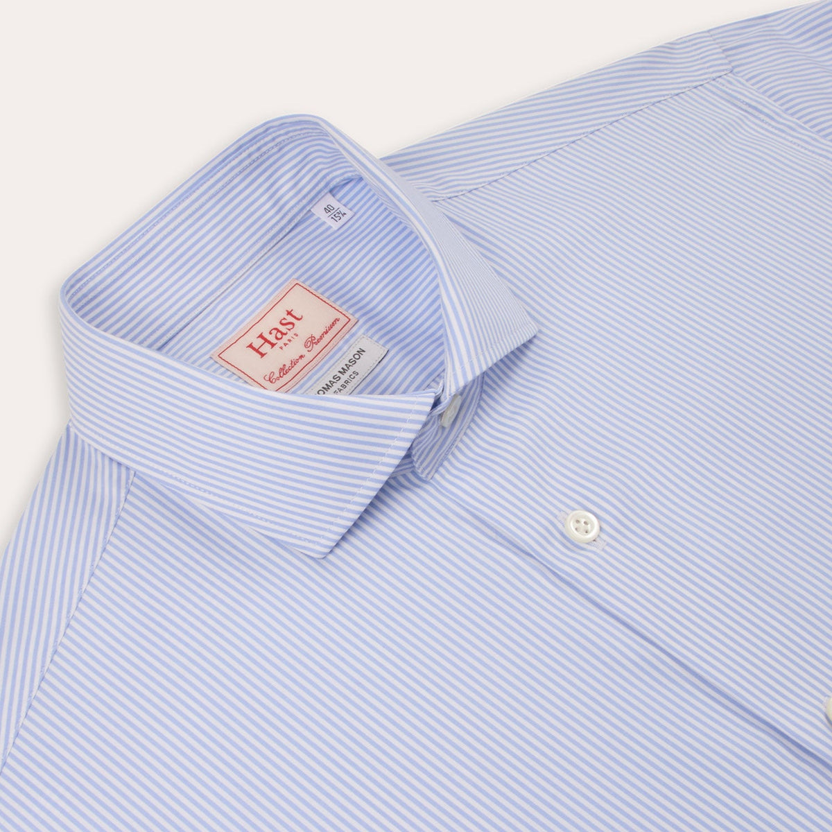 Chemise premium Thomas Mason en twill à rayures bleues